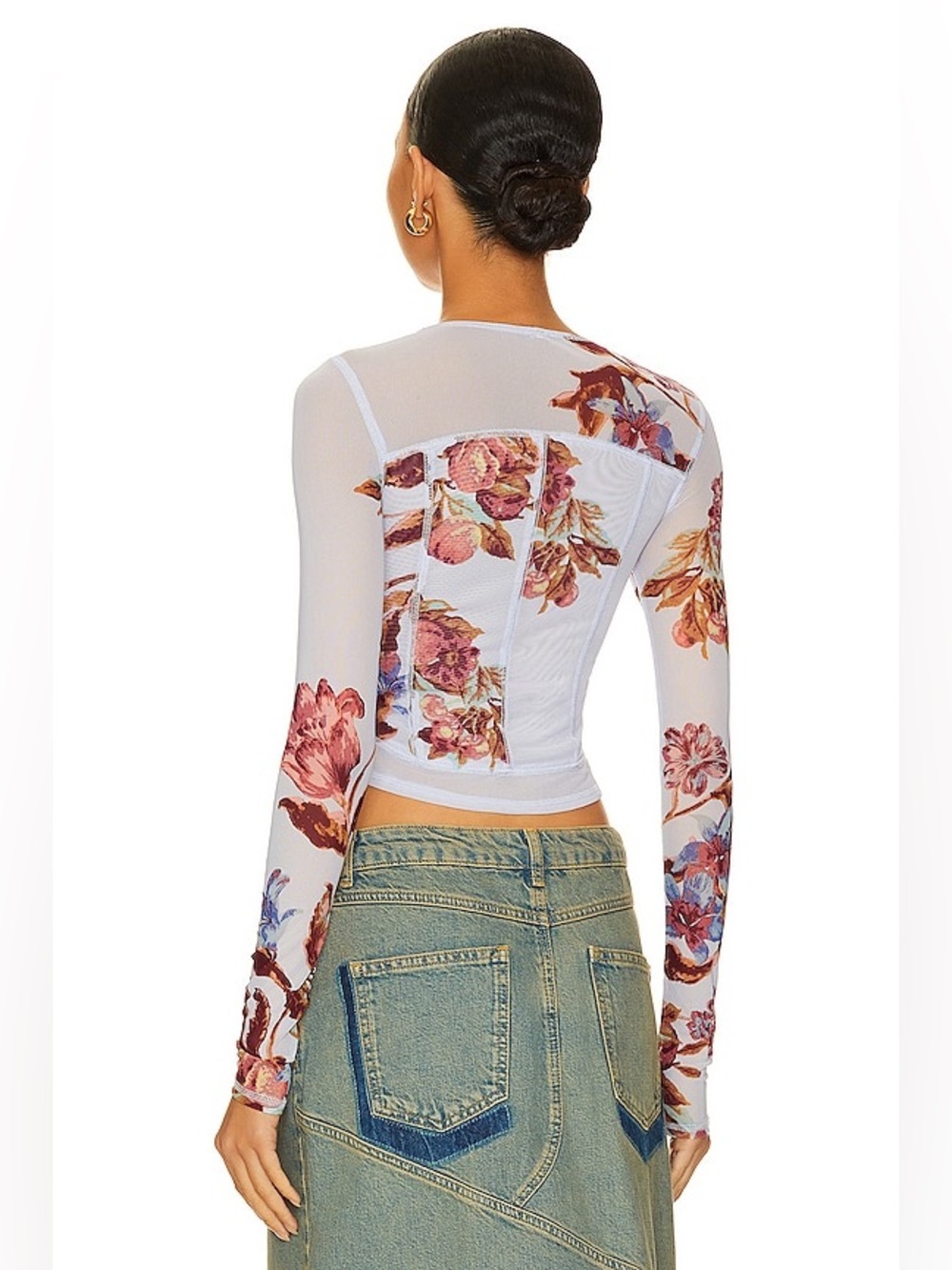 Free People Betty's Garden Top in Blue Combo - Size S - Picture 3 of 7
